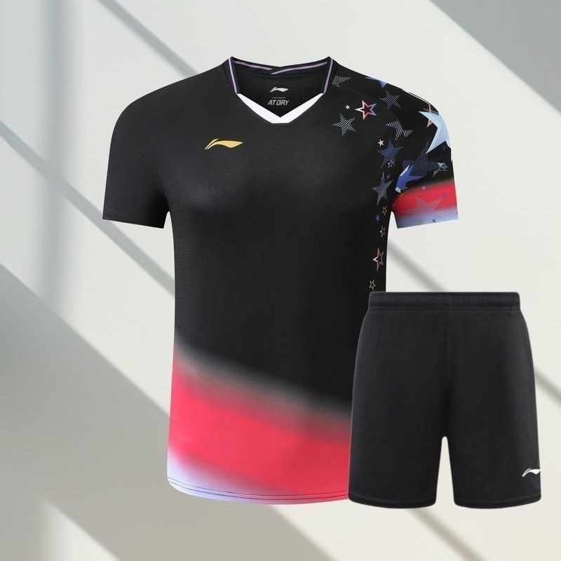 Table Tennis Jacket - ชุดเสื้อผ้าสำหรับแข่งแบดมินตันฤดูร้อนแบบใหม่สำหรับคู่รัก แขนสั้นระบายอากาศได้ดี แห้งเร็ว เหมาะสำหรับการฝึกซ้อม