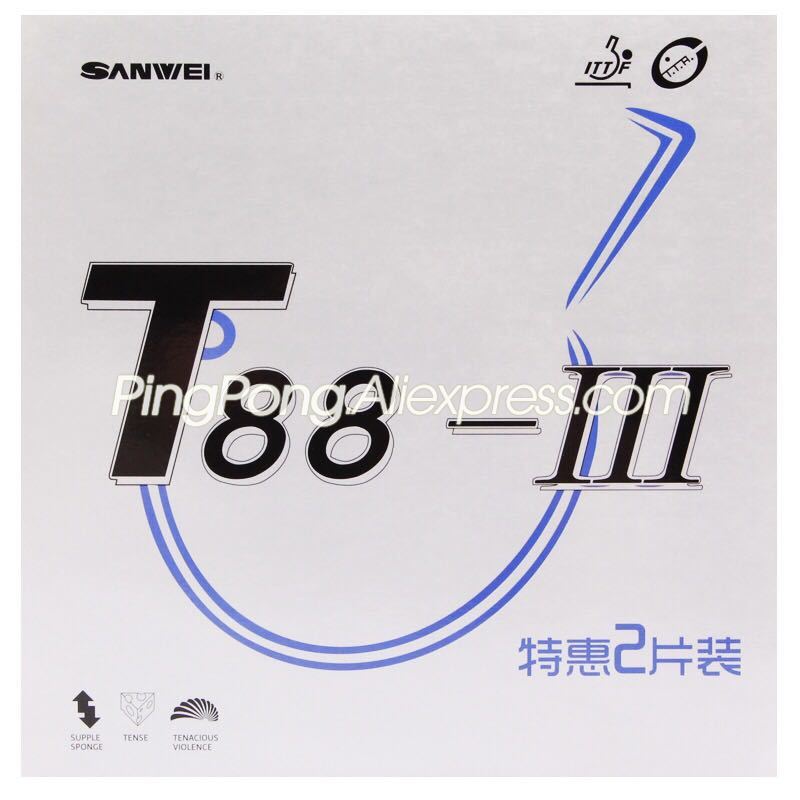 Table Tennis Xiom Rubber - Sanwei ยาง T88-3ลายกีฬาปิงปองแท้ห่วงควบคุมความเร็วรอบหมุนฟองน้ำ T88ปิงปอง