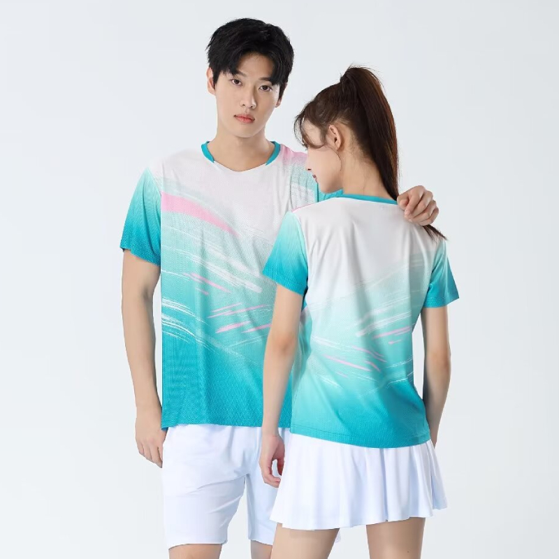 Table Tennis Shirt - เสื้อยืดเทเบิลเทนนิสแบบยูนิเซ็กซ์ ระบายอากาศได้ดี เหมาะสำหรับกีฬาแบดมินตัน เสื้อกีฬาแห้งเร็วสำหรับผู้ชายและผู้หญิง เหมาะสำหรับการเล่นปิงปอง