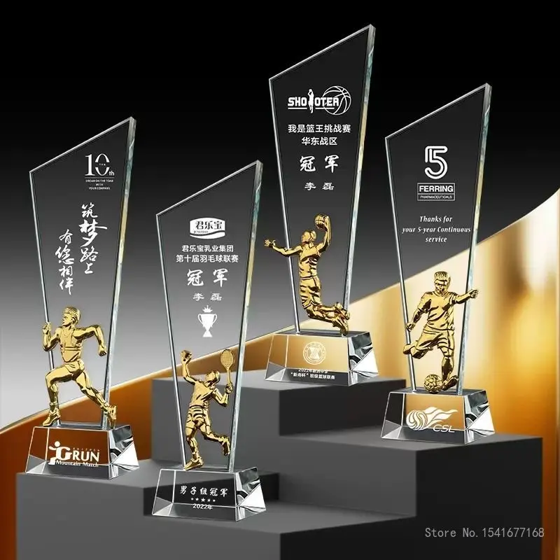 Table Tennis Athlete - CUSTOM เหรียญโลหะกีฬาเกมสําหรับปิงปอง,มาราธอนกีฬา,ตกแต่งบ้านรางวัลของที่ระลึก,แกะสลักคริสตัล Trophy,1 PC