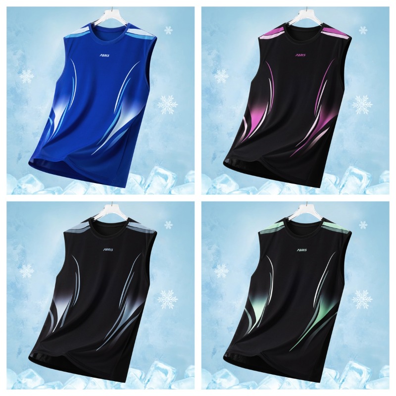 Table Tennis Shirt - เสื้อยืดผู้ชายแฟชั่นผ้าไหมน้ำแข็งทรงหลวมใส่สบายสำหรับฤดูร้อน เหมาะสำหรับกีฬาเทเบิลเทนนิสกลางแจ้ง ซับเหงื่อ แห้งเร็ว